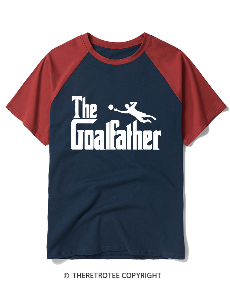 TheRetroTee The Goalfather Soccer Dad 1970s Raglan Baseball T-Shirt