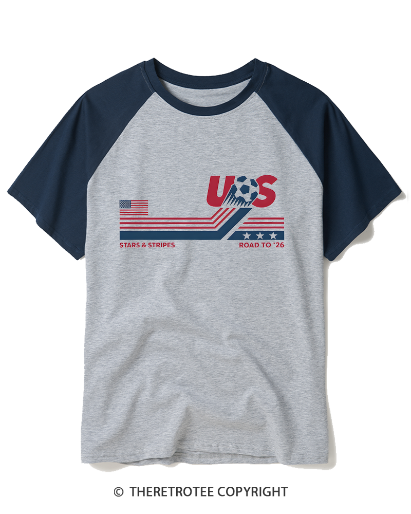 TheRetroTee USA Soccer World Vintage Raglan Baseball T-Shirt