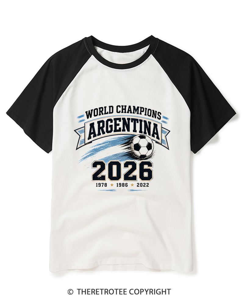 TheRetroTee World Champion：ARGENTINA Raglan Baseball T-Shirt