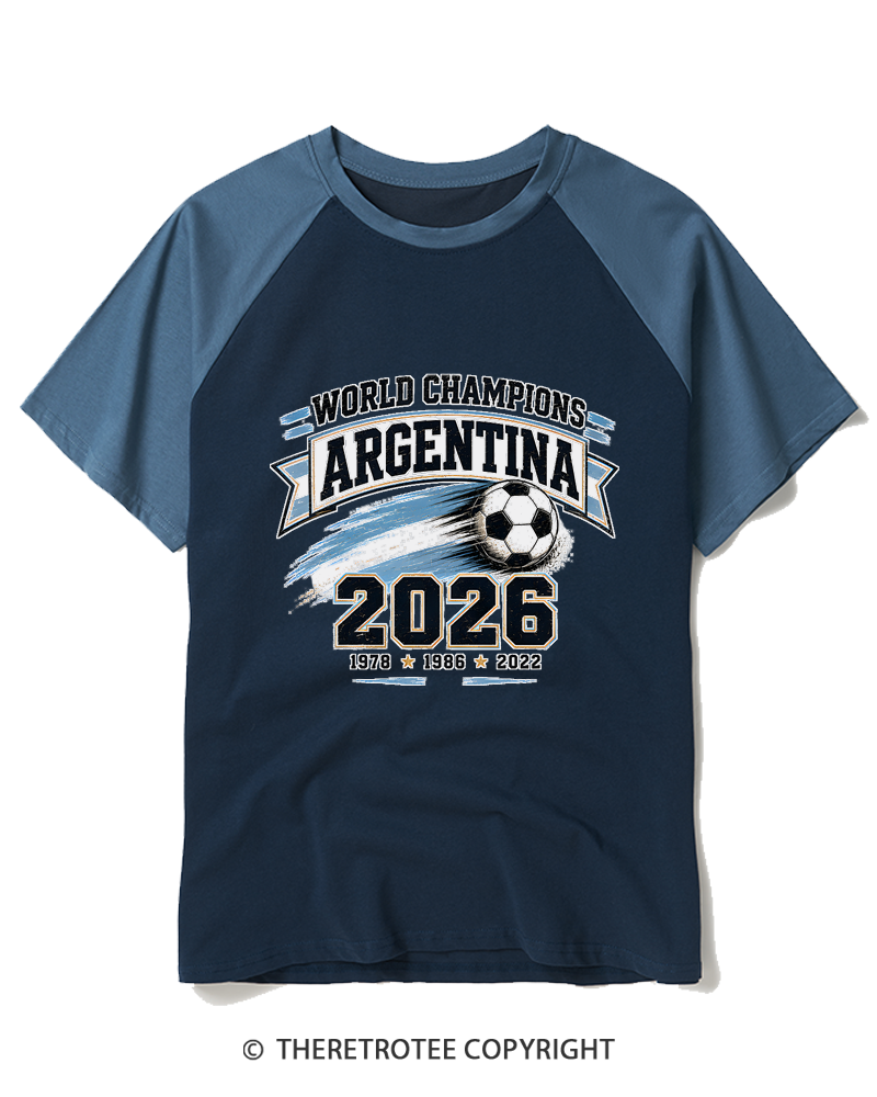 TheRetroTee World Champion：ARGENTINA Raglan Baseball T-Shirt