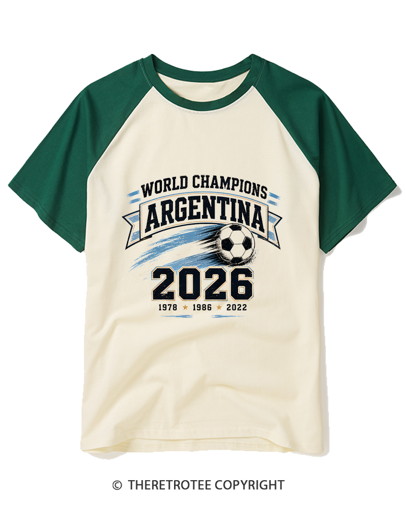 TheRetroTee World Champion：ARGENTINA Raglan Baseball T-Shirt