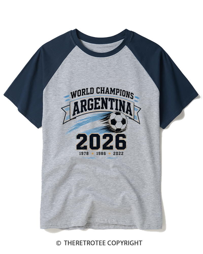 TheRetroTee World Champion：ARGENTINA Raglan Baseball T-Shirt