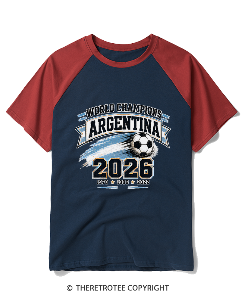 TheRetroTee World Champion：ARGENTINA Raglan Baseball T-Shirt