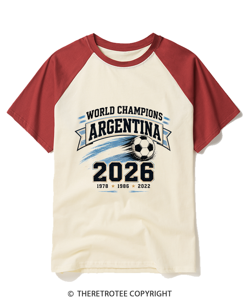 TheRetroTee World Champion：ARGENTINA Raglan Baseball T-Shirt