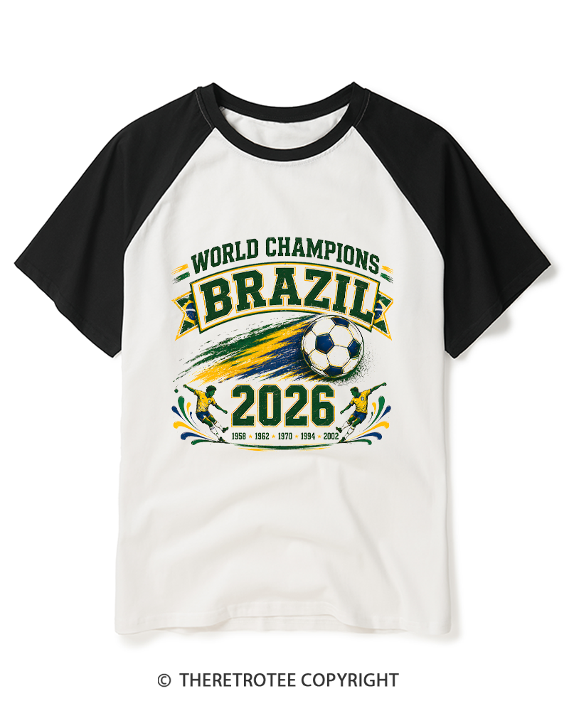 TheRetroTee World Champion：BRAZIL Raglan Baseball T-Shirt