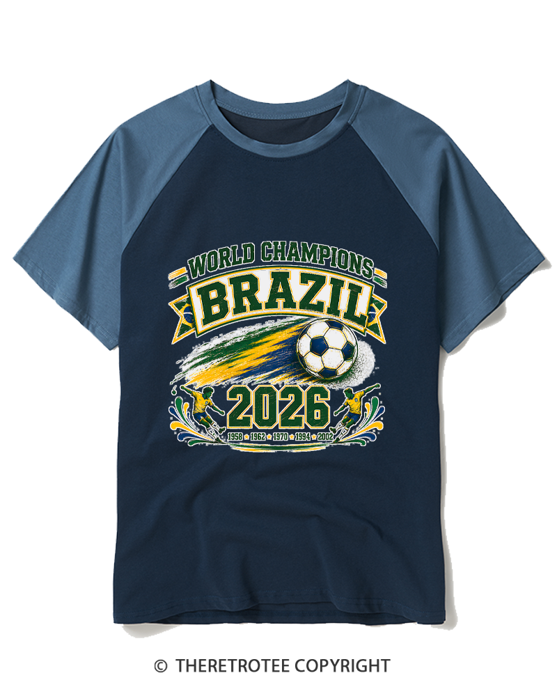 TheRetroTee World Champion：BRAZIL Raglan Baseball T-Shirt