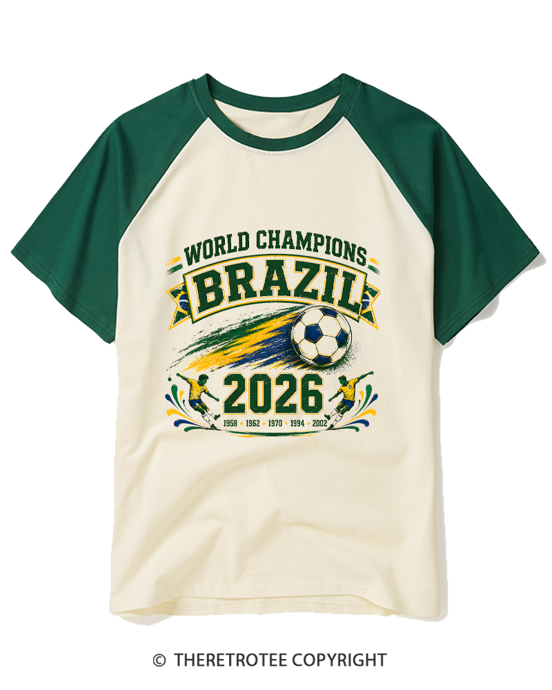 TheRetroTee World Champion：BRAZIL Raglan Baseball T-Shirt