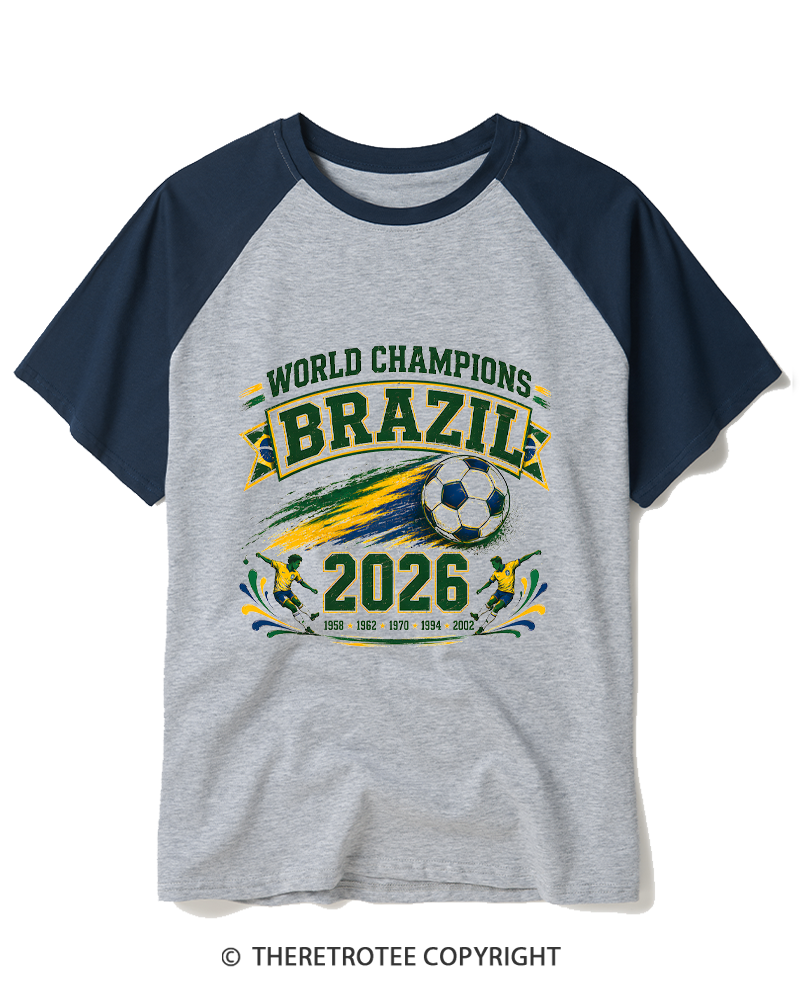 TheRetroTee World Champion：BRAZIL Raglan Baseball T-Shirt