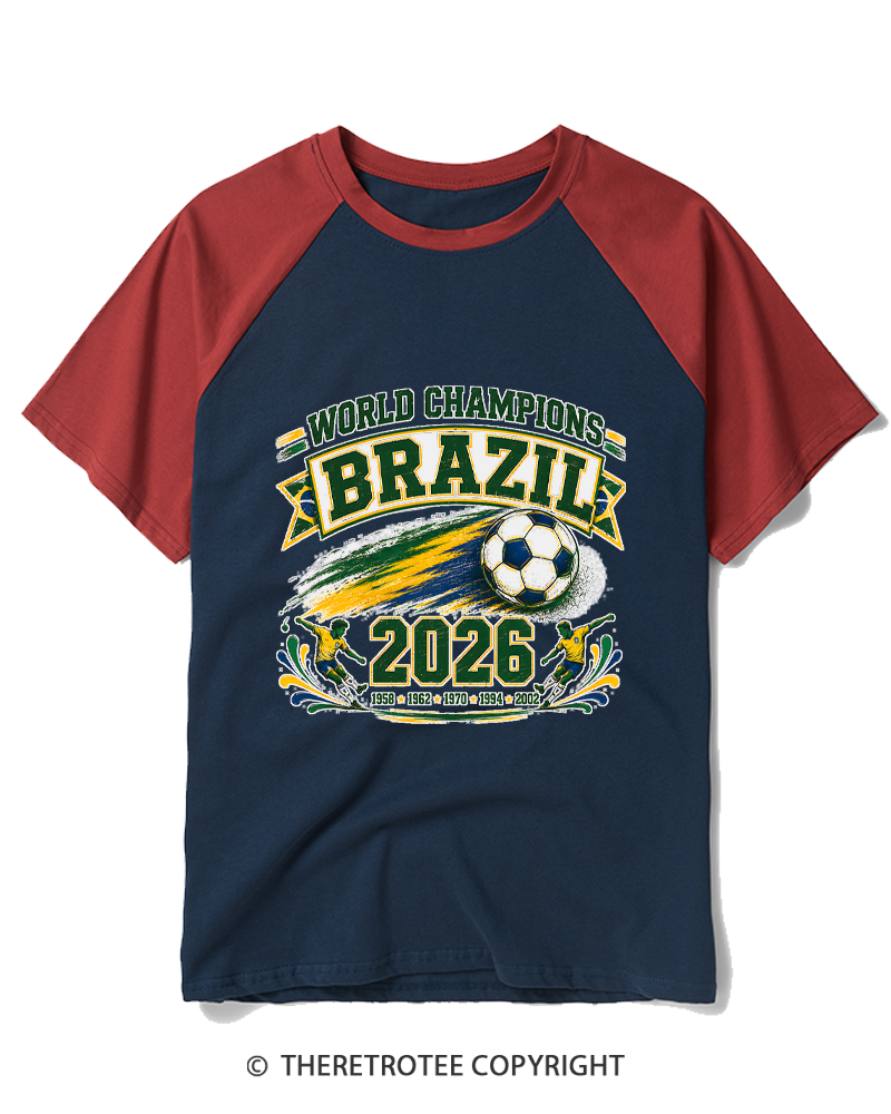 TheRetroTee World Champion：BRAZIL Raglan Baseball T-Shirt