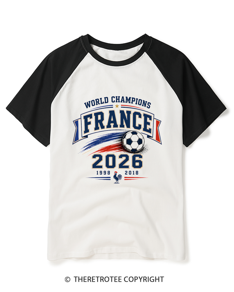 TheRetroTee World Champion：FRANCE Raglan Baseball T-Shirt