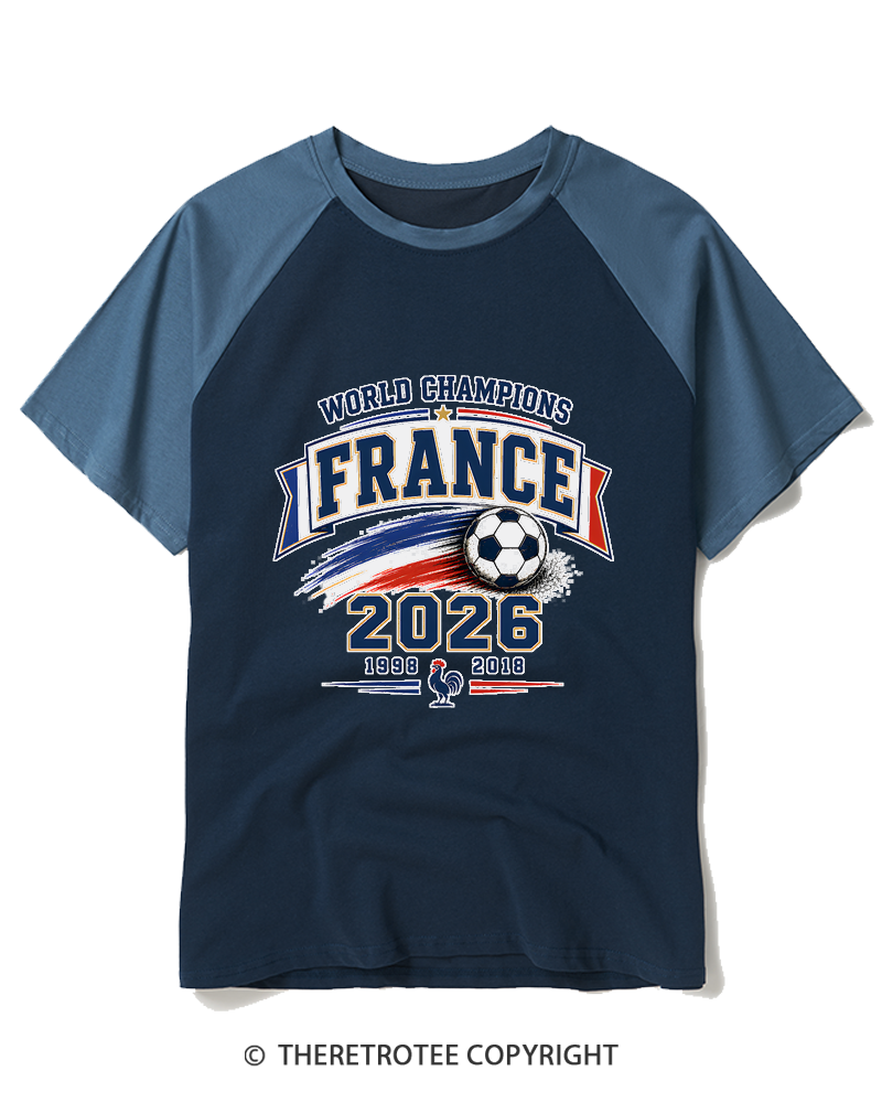 TheRetroTee World Champion：FRANCE Raglan Baseball T-Shirt