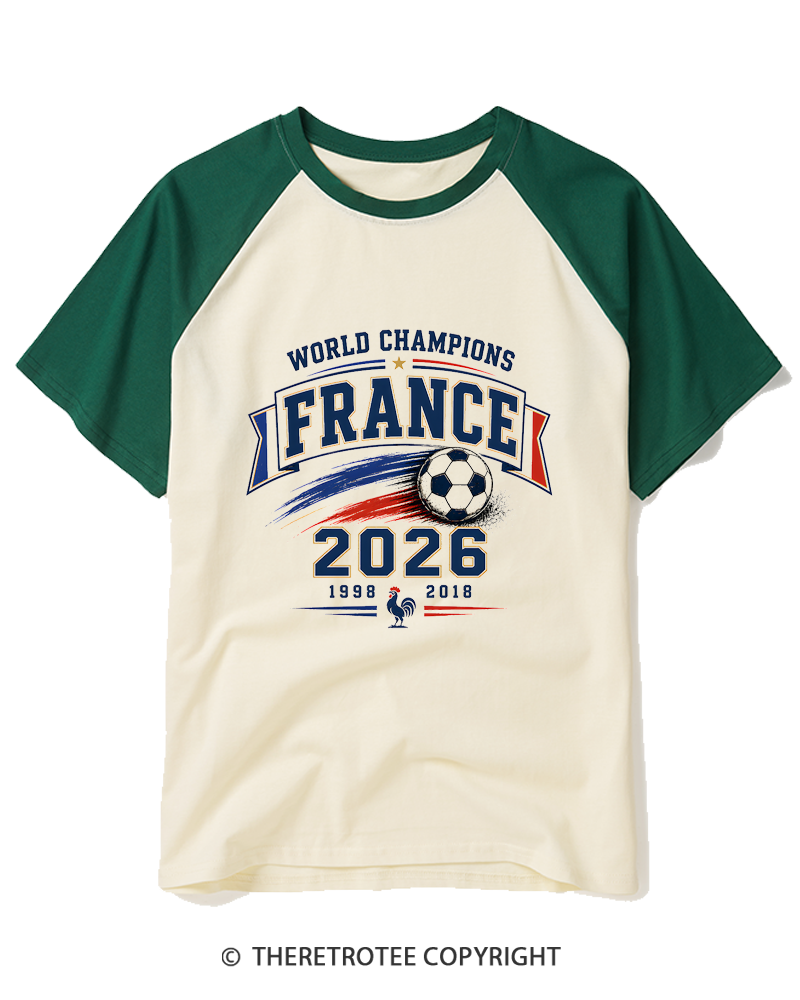 TheRetroTee World Champion：FRANCE Raglan Baseball T-Shirt