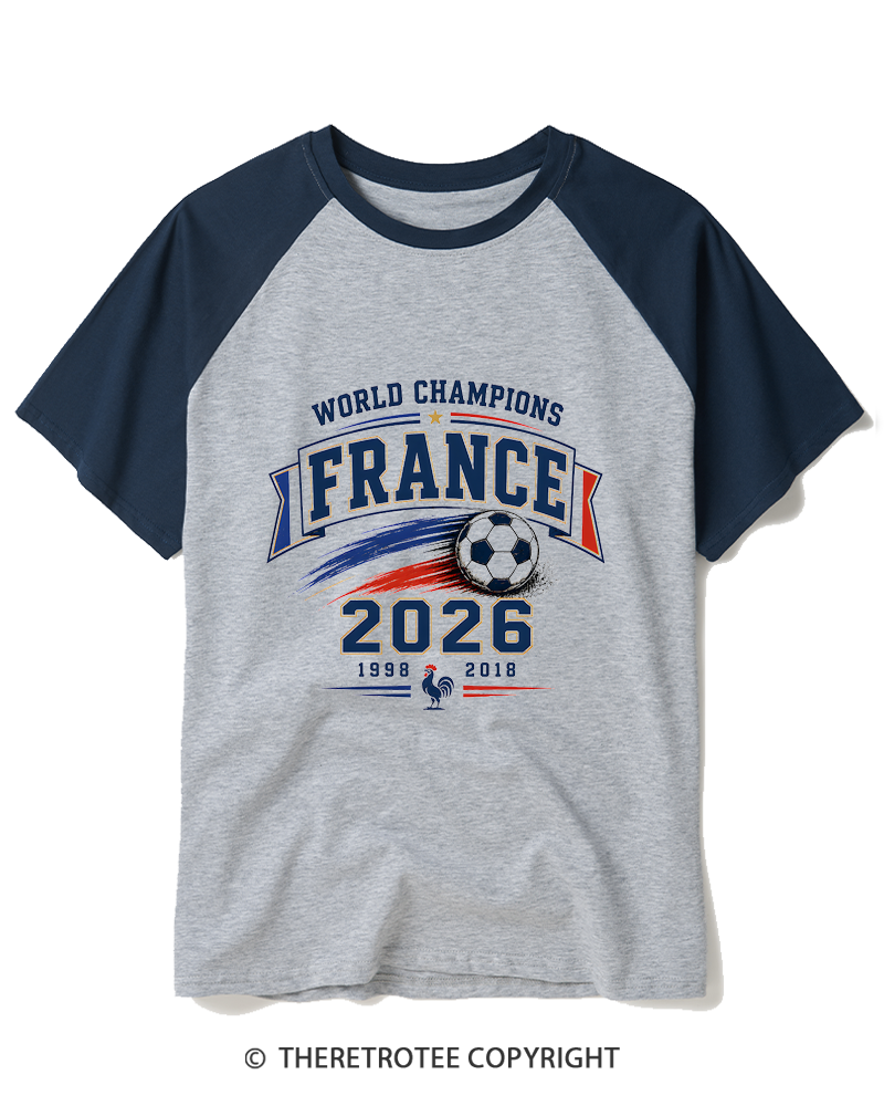 TheRetroTee World Champion：FRANCE Raglan Baseball T-Shirt