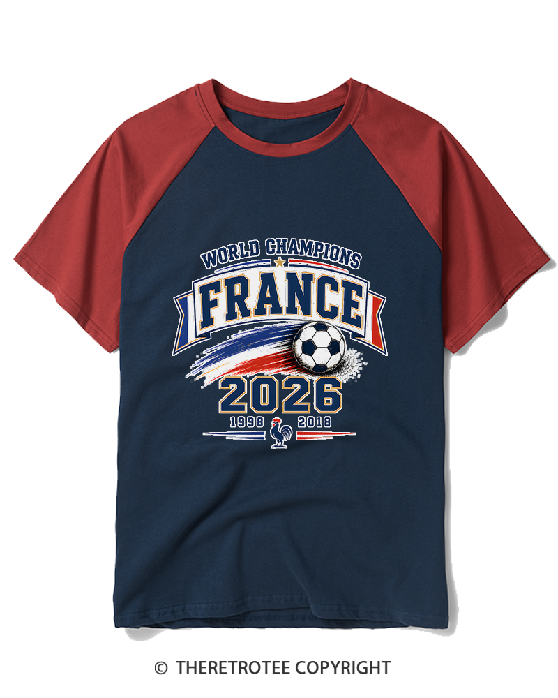 TheRetroTee World Champion：FRANCE Raglan Baseball T-Shirt