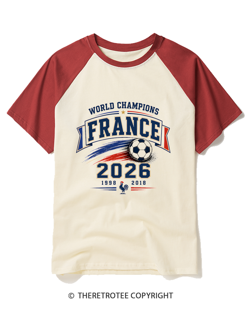 TheRetroTee World Champion：FRANCE Raglan Baseball T-Shirt