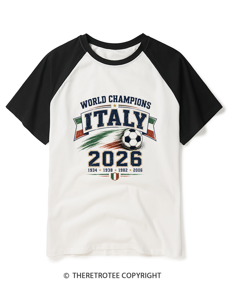TheRetroTee World Champion：ITALY Raglan Baseball T-Shirt