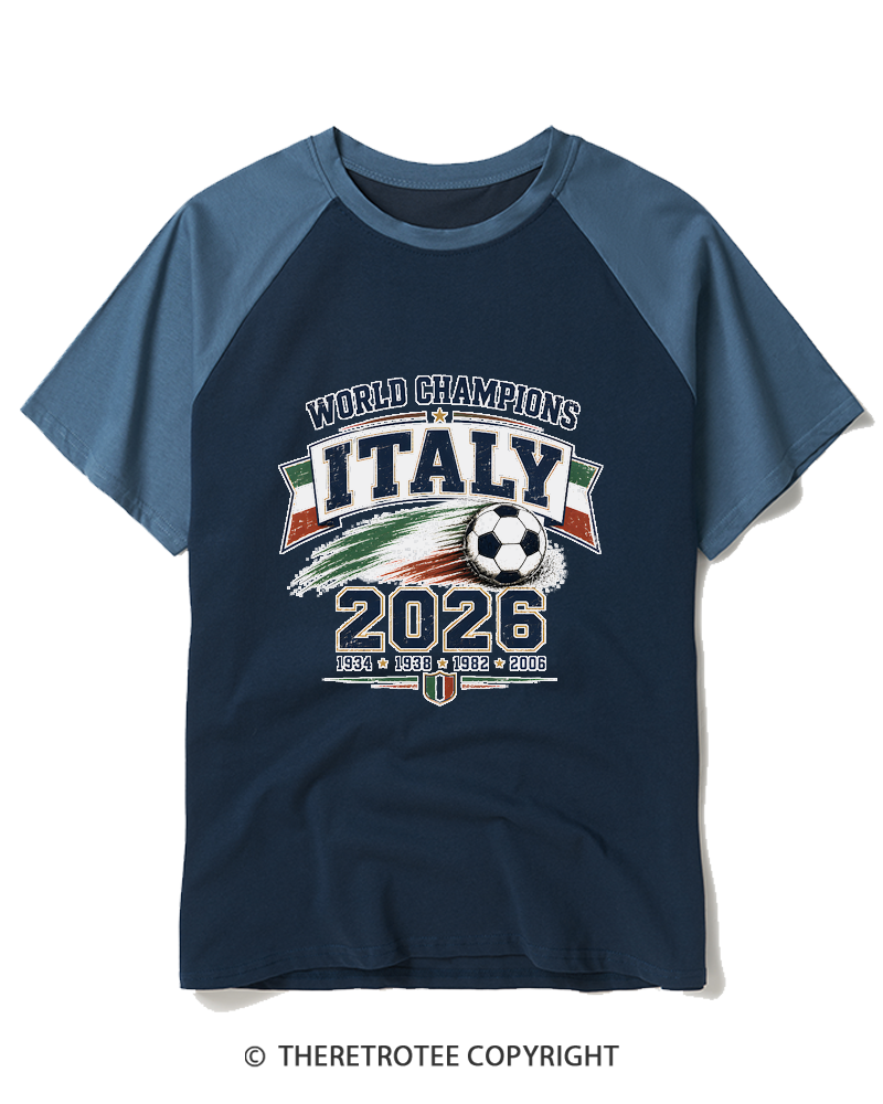 TheRetroTee World Champion：ITALY Raglan Baseball T-Shirt