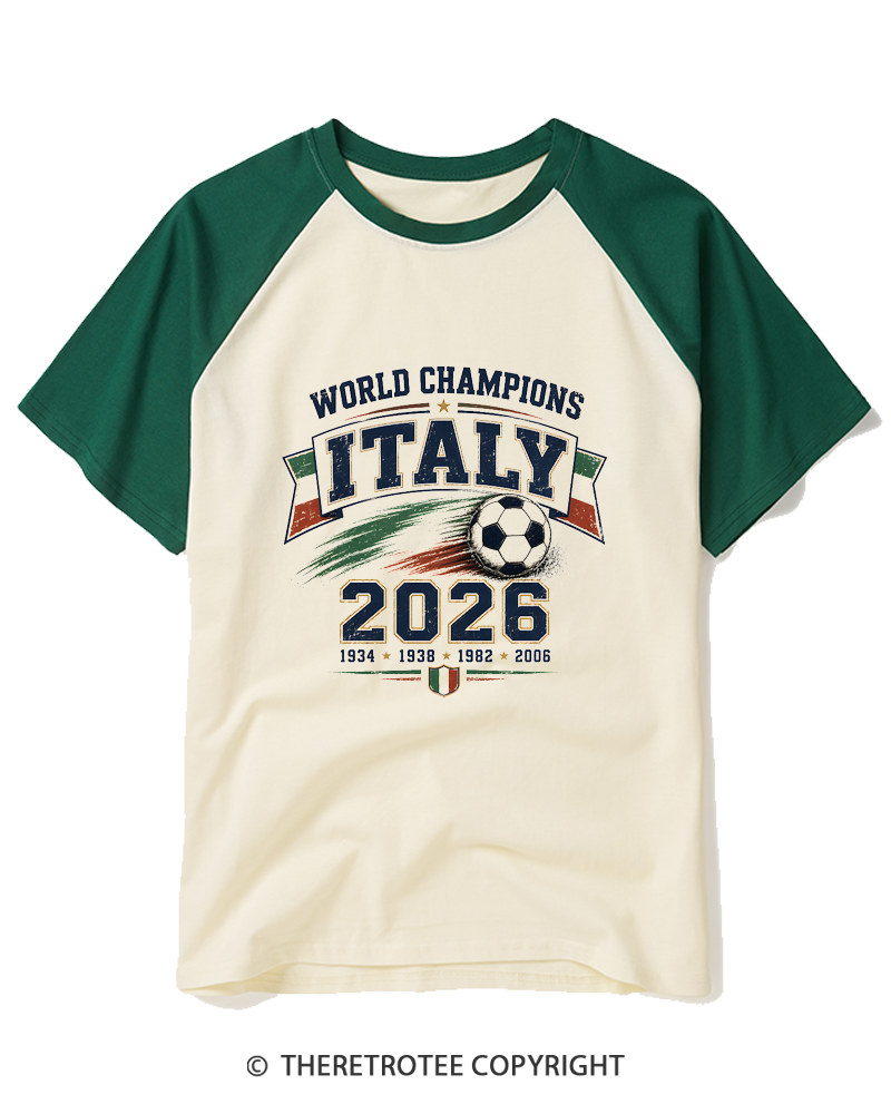 TheRetroTee World Champion：ITALY Raglan Baseball T-Shirt