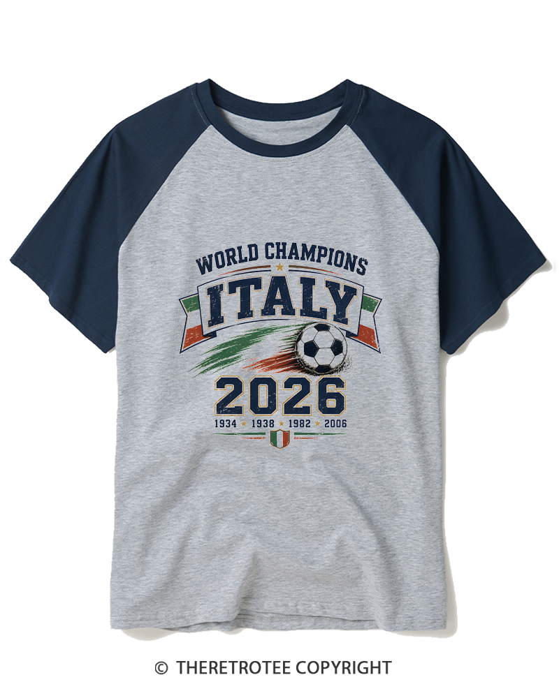 TheRetroTee World Champion：ITALY Raglan Baseball T-Shirt