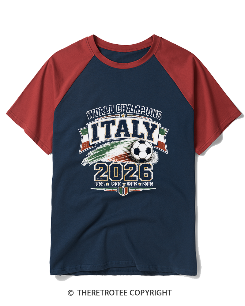 TheRetroTee World Champion：ITALY Raglan Baseball T-Shirt