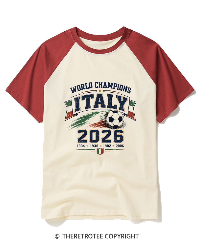 TheRetroTee World Champion：ITALY Raglan Baseball T-Shirt