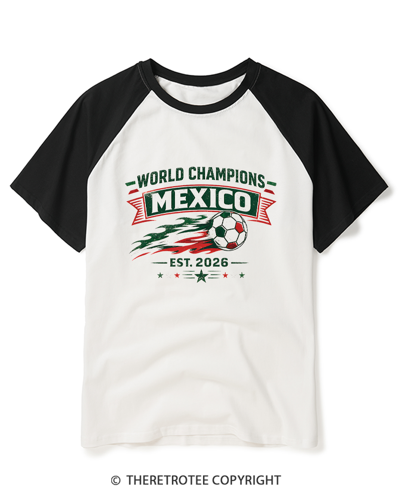 TheRetroTee World Champion：MEXICO Raglan Baseball T-Shirt