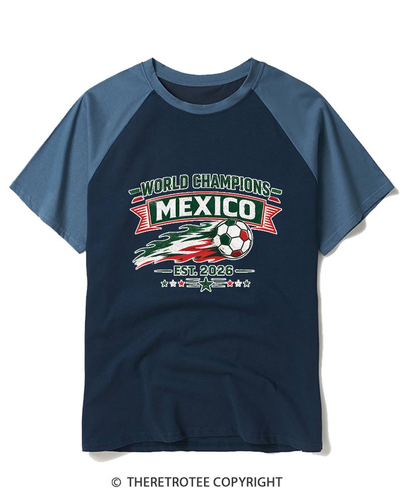 TheRetroTee World Champion：MEXICO Raglan Baseball T-Shirt
