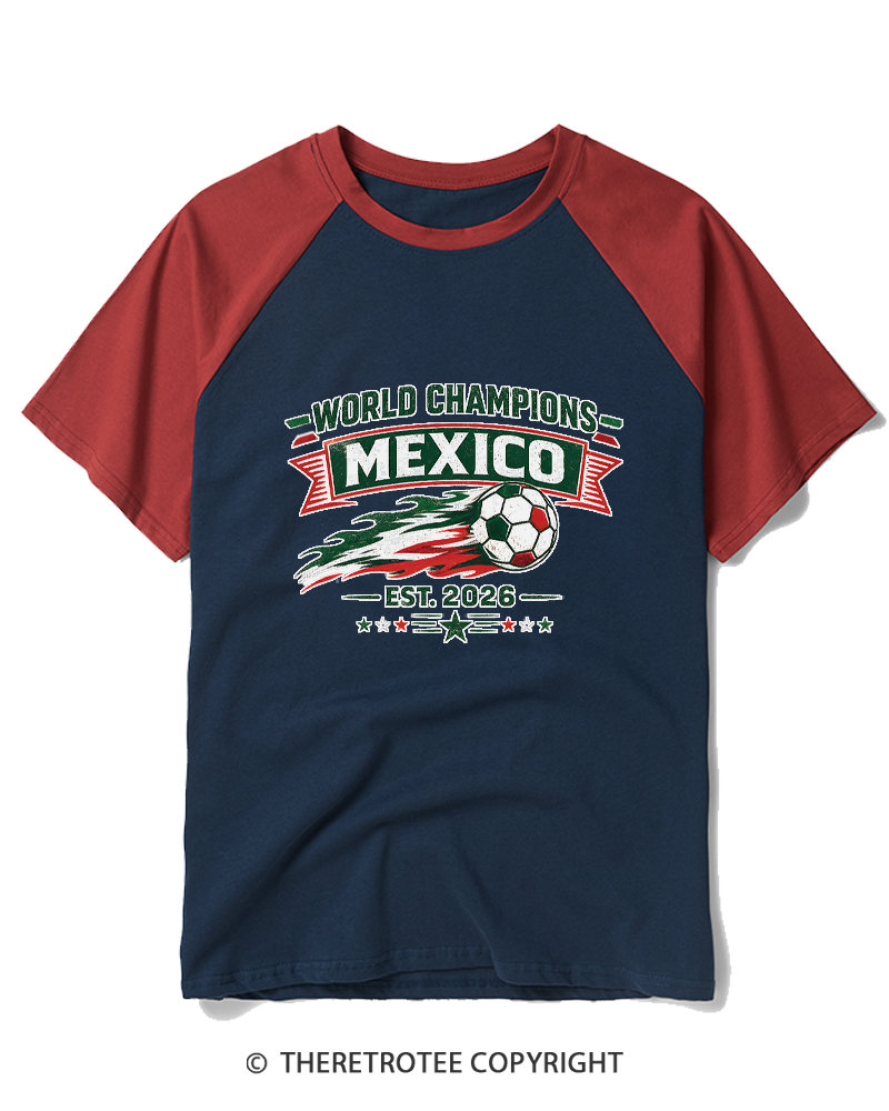 TheRetroTee World Champion：MEXICO Raglan Baseball T-Shirt