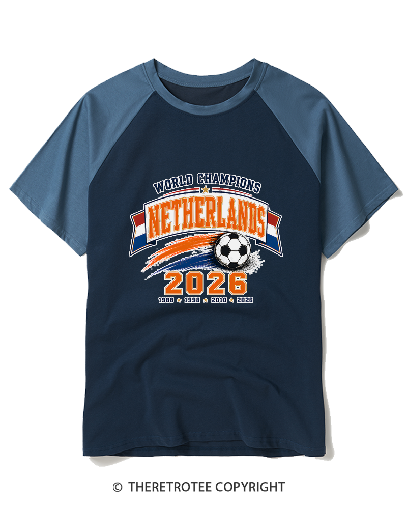 TheRetroTee World Champion：NETHERLANDS Raglan Baseball T-Shirt