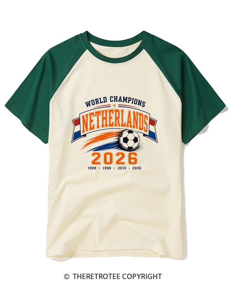 TheRetroTee World Champion：NETHERLANDS Raglan Baseball T-Shirt