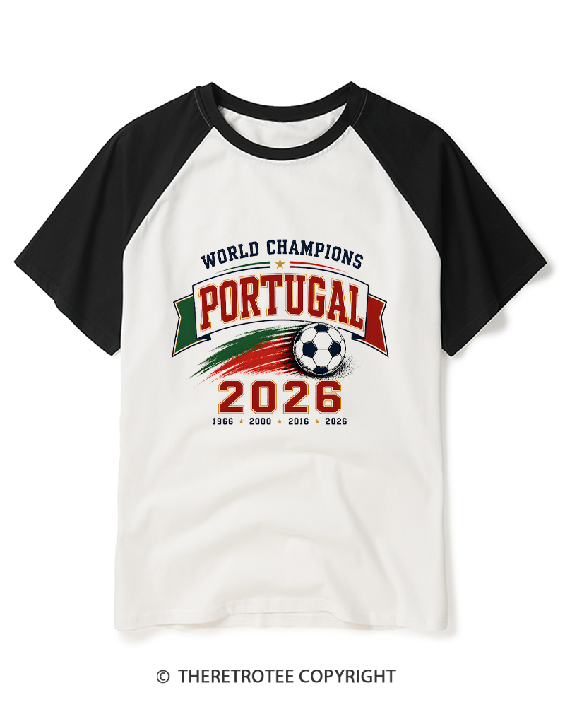 TheRetroTee World Champion：PORTUGAL Raglan Baseball T-Shirt