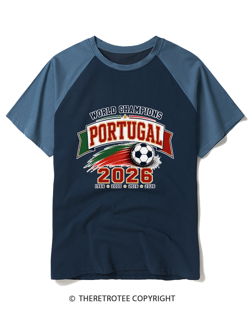 TheRetroTee World Champion：PORTUGAL Raglan Baseball T-Shirt