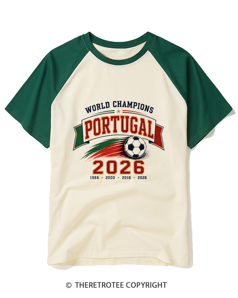 TheRetroTee World Champion：PORTUGAL Raglan Baseball T-Shirt
