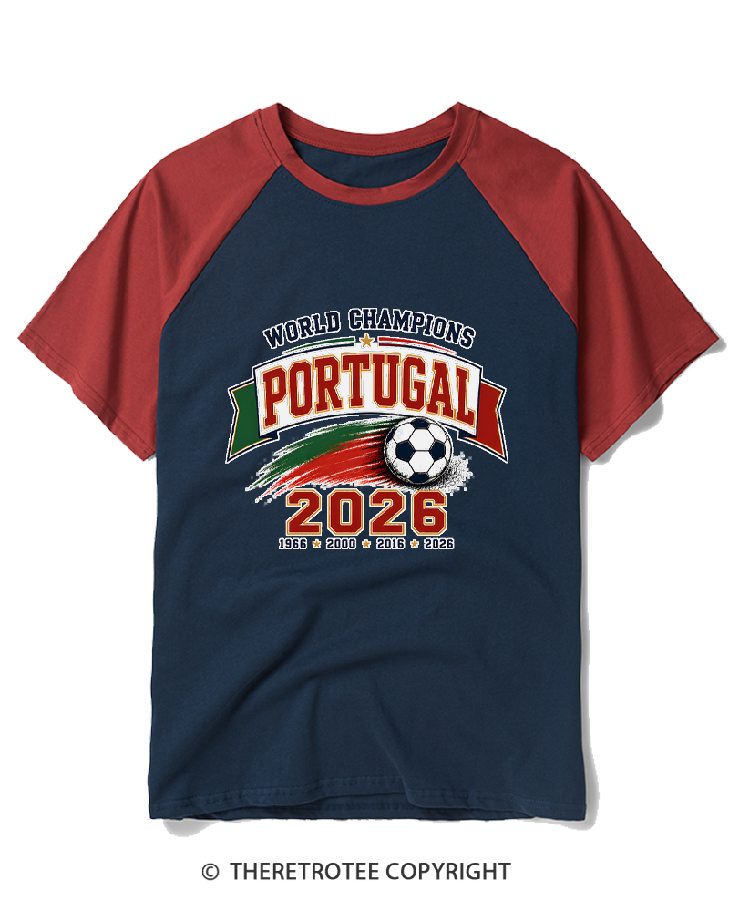 TheRetroTee World Champion：PORTUGAL Raglan Baseball T-Shirt