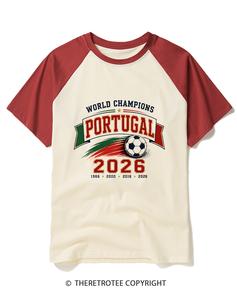 TheRetroTee World Champion：PORTUGAL Raglan Baseball T-Shirt
