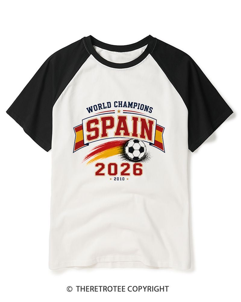 TheRetroTee World Champion：SPAIN Raglan Baseball T-Shirt