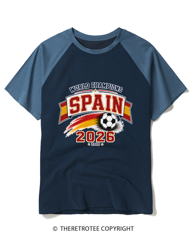 TheRetroTee World Champion：SPAIN Raglan Baseball T-Shirt
