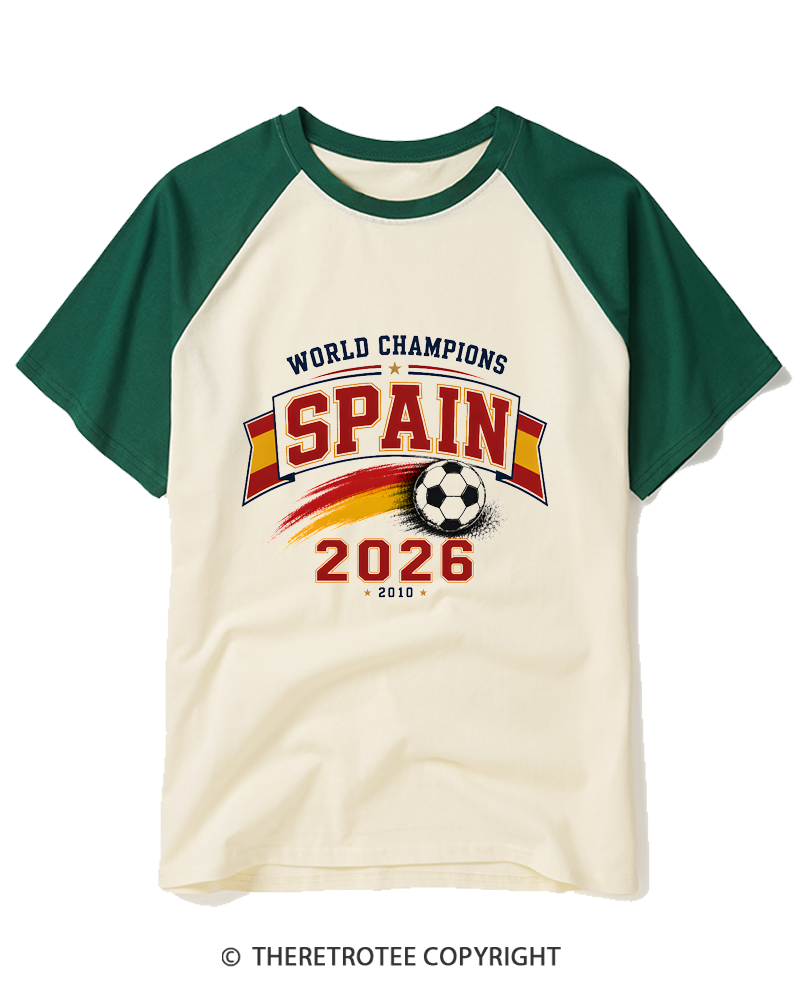 TheRetroTee World Champion：SPAIN Raglan Baseball T-Shirt