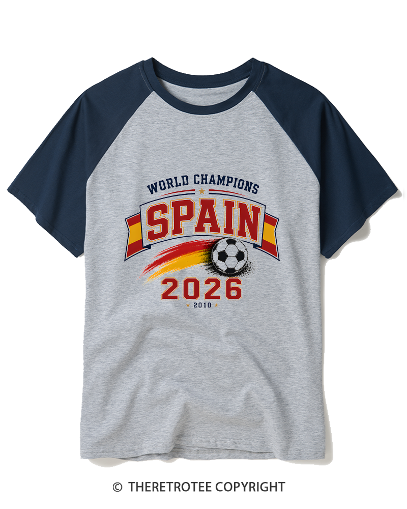 TheRetroTee World Champion：SPAIN Raglan Baseball T-Shirt