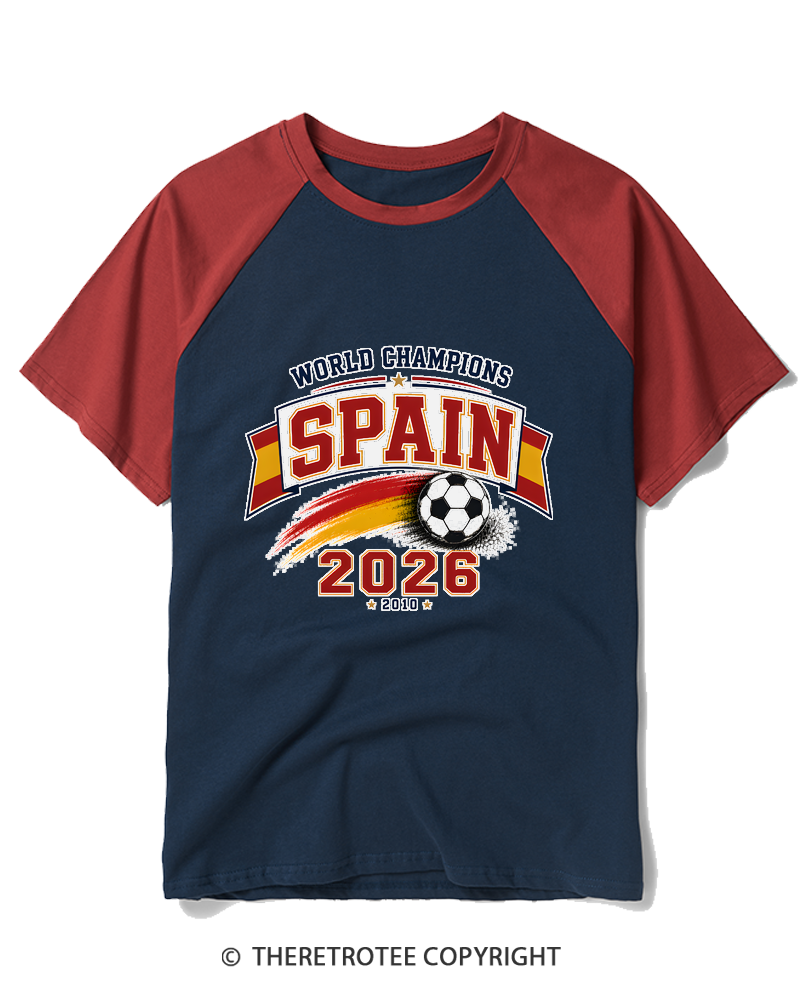 TheRetroTee World Champion：SPAIN Raglan Baseball T-Shirt