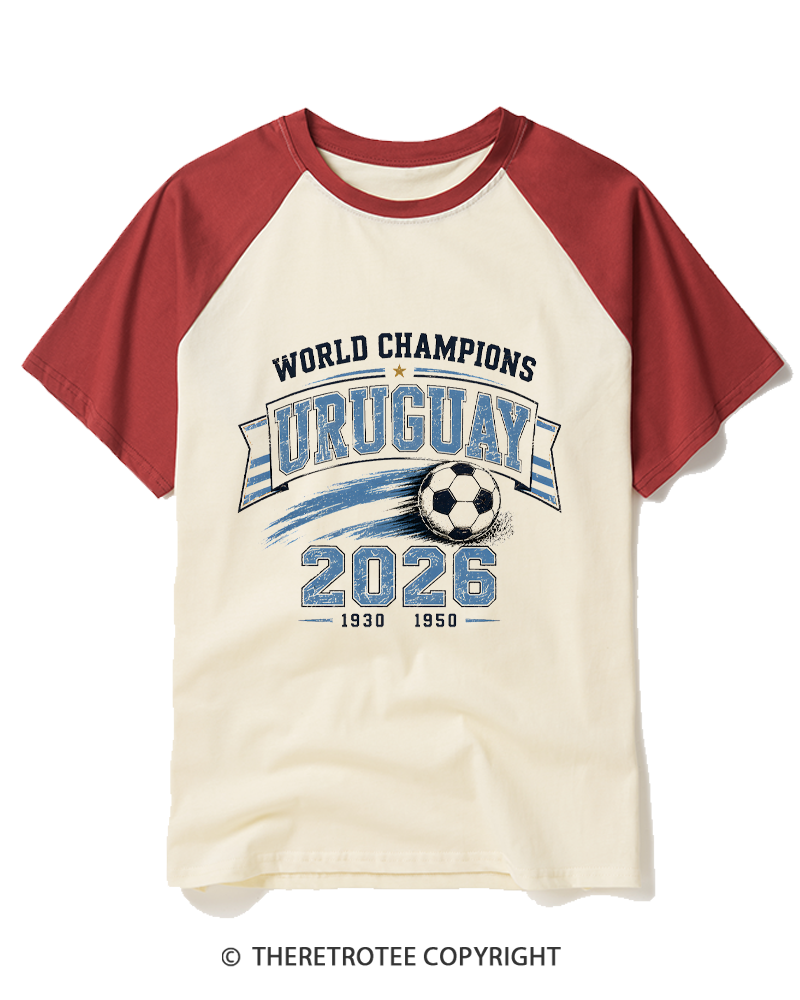 TheRetroTee World Champion：URUGUAY Raglan Baseball T-Shirt