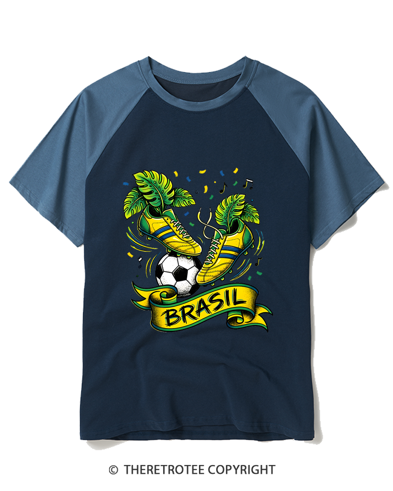 TheRetroTee Vintage Brazilian Gift Idea Raglan Baseball T-Shirt