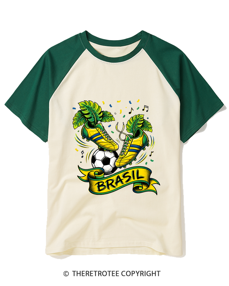 TheRetroTee Vintage Brazilian Gift Idea Raglan Baseball T-Shirt