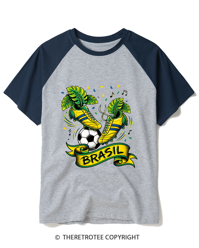 TheRetroTee Vintage Brazilian Gift Idea Raglan Baseball T-Shirt