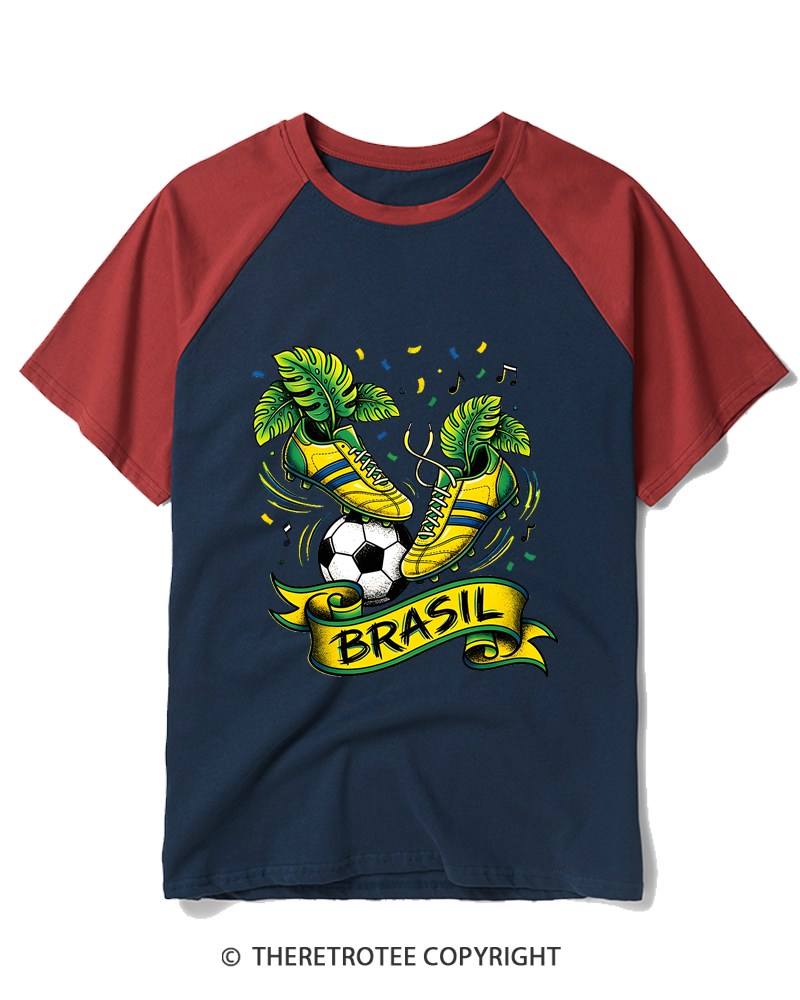 TheRetroTee Vintage Brazilian Gift Idea Raglan Baseball T-Shirt