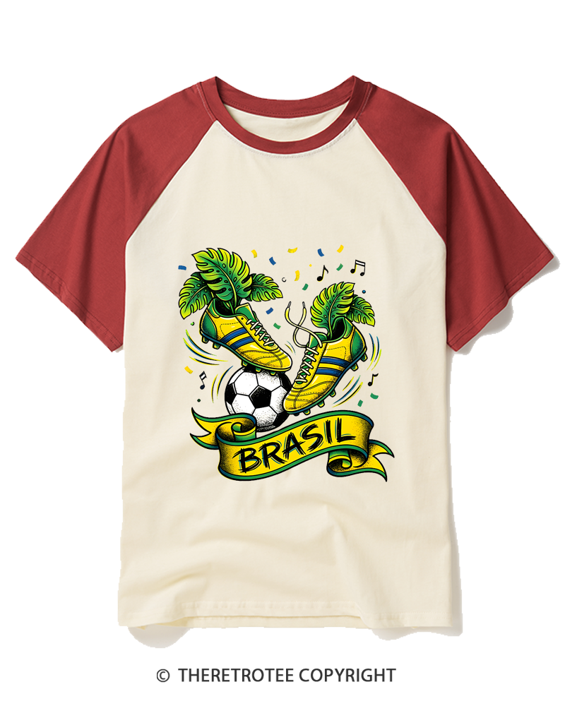 TheRetroTee Vintage Brazilian Gift Idea Raglan Baseball T-Shirt