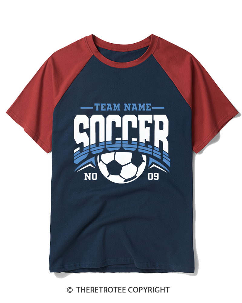 TheRetroTee Vintage Custom Soccer Raglan Baseball T-Shirt