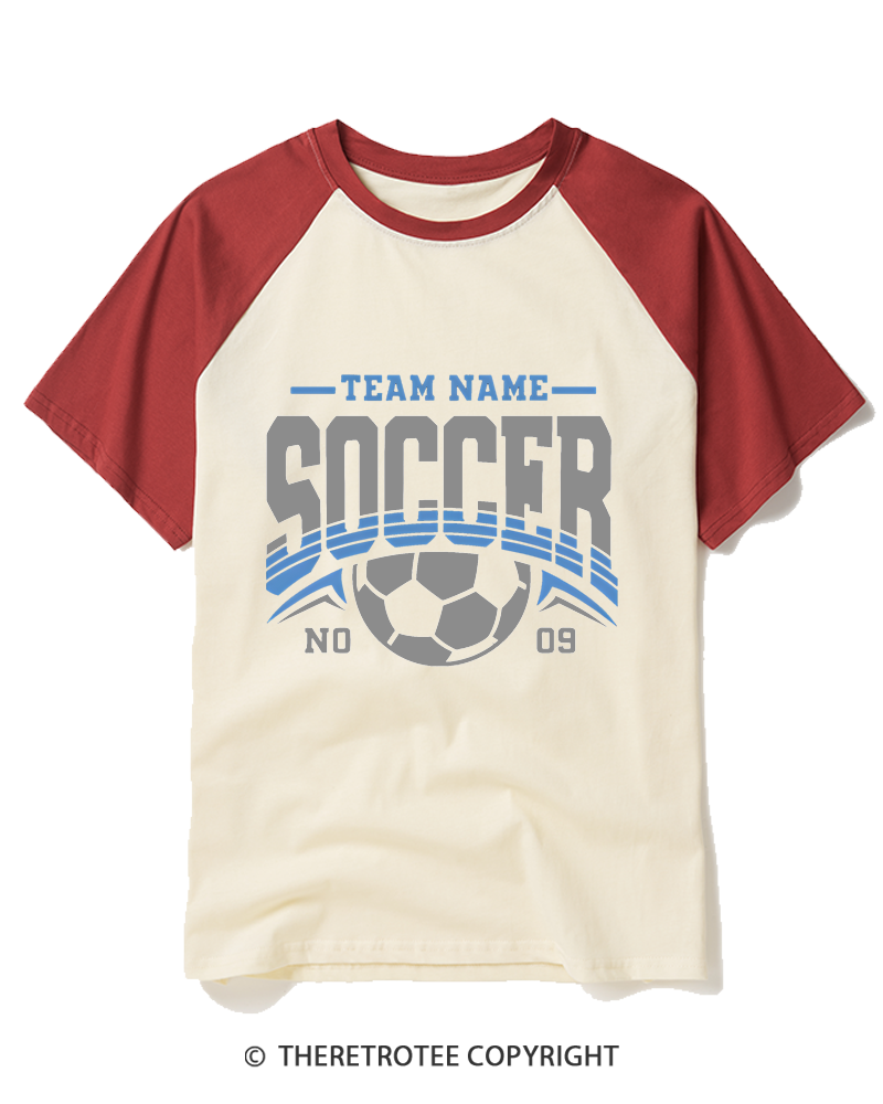 TheRetroTee Vintage Custom Soccer Raglan Baseball T-Shirt