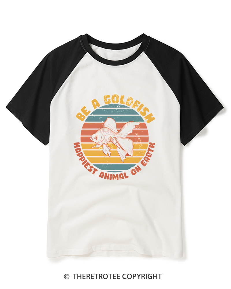 TheRetroTee Be A Goldfish 1970s Raglan Baseball T-Shirt