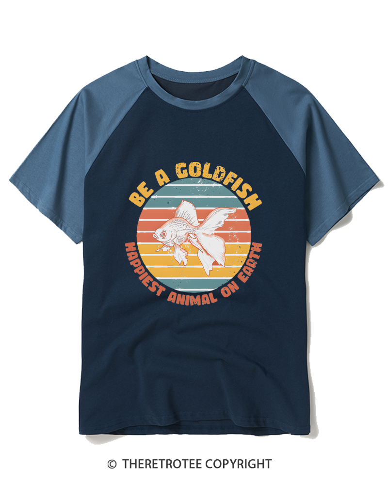 TheRetroTee Be A Goldfish 1970s Raglan Baseball T-Shirt